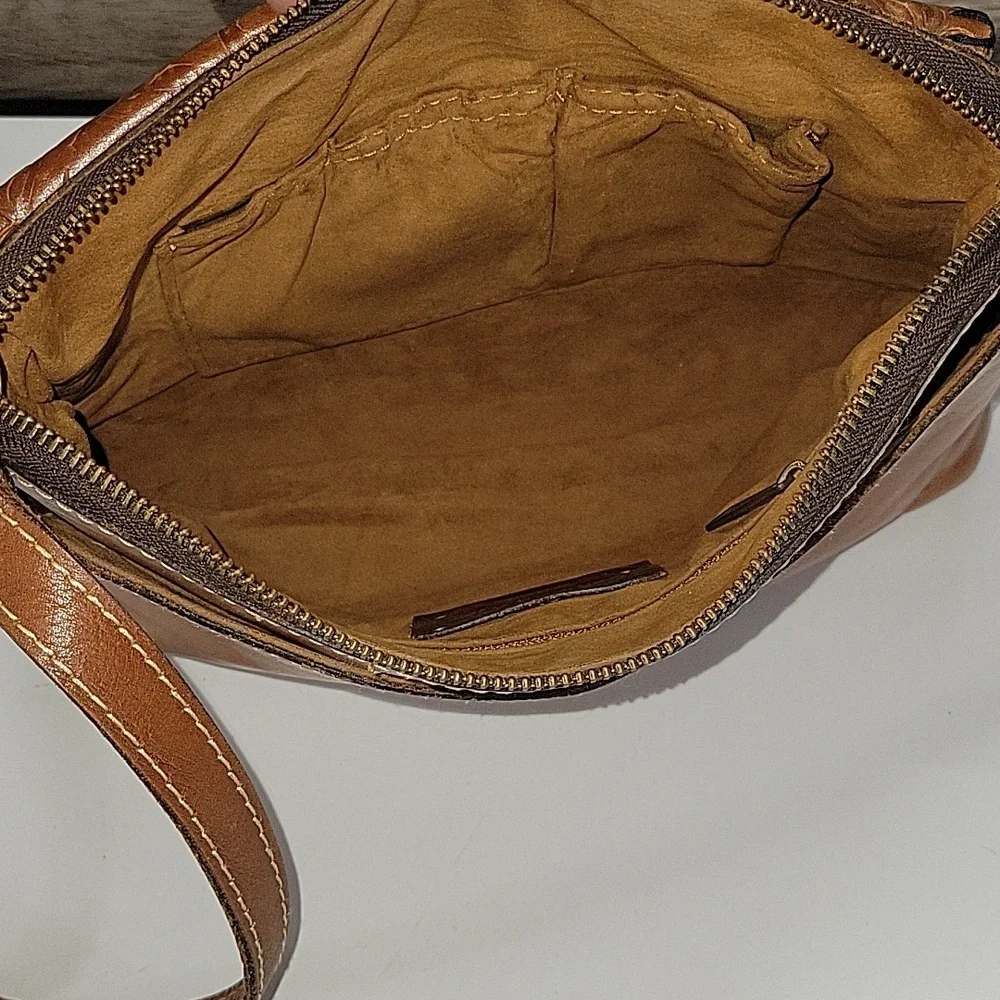 Patricia Nash Tooled Brown Leather Crossbody Bag